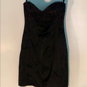 BEBE strapless lace built-in bustier short dress